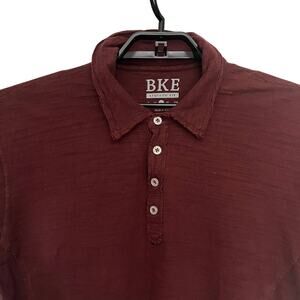 BKE Athletic Fit Polo Mens Top Size Large Preppy Raw Edge Burgundy Heathered